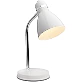 Newhouse Lighting Oxford White Metal Flexible Classic Goose Neck Design Desk or Table Lamp for Office or Bedroom Use