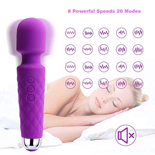 Upgraded Powerful Vibrate Wand Massager Cordless, Rechargeable with 20 Magic Vibration Modes, Whisper Quiet, Waterproof, Handheld Personal Massager for Neck Shoulder Back Body Massage, Sports Recovery