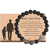 HGDEER Father Day Gifts, 8mm Natural Tiger Eye/Lava/Rock Stone Yoga Mens Bracelet for Dad Stepdad...