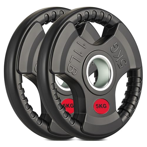 Rabbitstorm Dos Discos de Peso, Mancuernas Multiuso, Recubierta de Goma con Orificio de 5 cm para Barra o Mancuernas Fitness en Gimnasio Casa