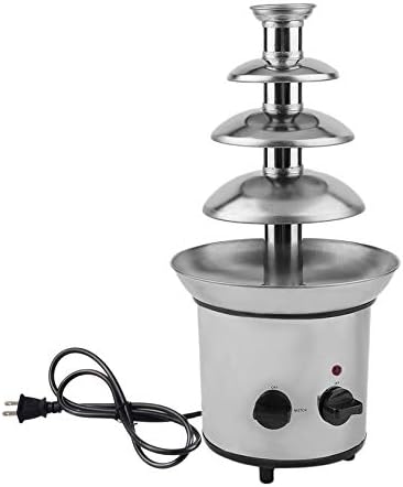 Moorecastle 4 Tiers Commercial Stainless Steel Event Wedding Children Birthday Home Chocolate Fondue Waterfall Fountain Machine US Plug