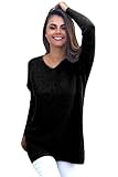 Rela Bota Women's V Neck Oversized Knitted Loose Knitwear Sweater Jumper Pullovers