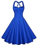 Anni Coco Women's Halter Polka Dots 1950s Vintage Swing Tea Dress - Small - 2nd - Royal Blue