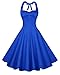Anni Coco Women's Halter Polka Dots 1950s Vintage Swing Tea Dress - Small - 2nd - Royal Blue