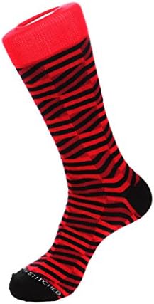 Checkerboard StripeCrew Sock Fits Size 8 to 13 Red/Black