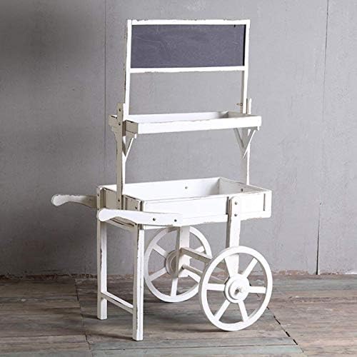 Idyllic Country Retro Old Wooden Small Blackboard Trolley Flower Stand Storage Potted Decoration Home Balcony Flower Shop Size:80.5x56x125CM (Color : Blue)