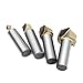 4PCS 90-Degree V Groove Router Bit, Gazeto Titanium Coated Carbide-Tipped 2-Flute CNC Engraving Bit Woodworking Chamfer Bevel Cutter, 1/2-Inch Shank