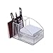 Ikee Design Acrylic Premium Desktop Office Supplies Organizer with Post It Note Pad Holder, Mail Storage and 3 Pencil Slots, Office Tool Storage Case, 3 7/8 W x 5 7/8 D x 3 1/2 H in