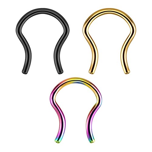 Titanium IP 316L Surgical Steel Septum clicker Ring 16G (Sold Individually) (Black)