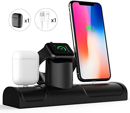 Daite Charging Stand for Apple Products,3 in 1 Charging Dock Stand Compatible with iPhone Xs/Xs Max/Xr/X/8 plus/8/7plus/7/iWatch Series 4/3/2/1. (3 in 1)