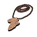 Baoyi Jewelry New Africa Map Wooden Hip-hop Wooden Pendant Piece Wood Bead Chain Good Wood Style for Men