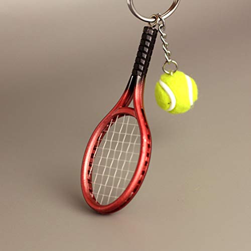 CHOORO Tennis Player Gifts 3D Mini Tennis Racket and Tennis Ball Keychain Set Tennis Gift for Tennis Lovers/Tennis Team/Tennis Coach (Tennis red)