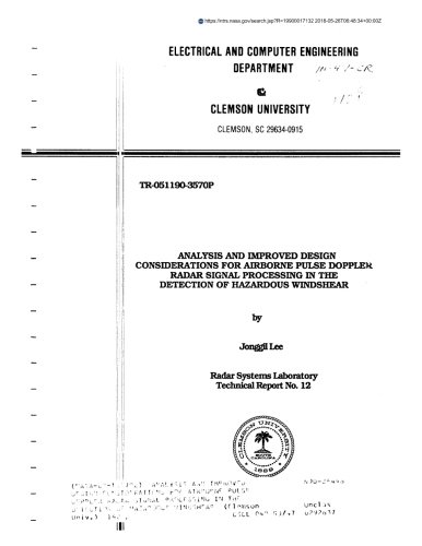 Analysis and improved design considerations for airborne pulse Doppler radar signal processing in the detection of hazardous windshear