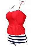 High Waisted Swimsuit for women, Retro Halter Peplum Bikini