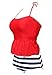 High Waisted Swimsuit for women, Retro Halter Peplum Bikini
