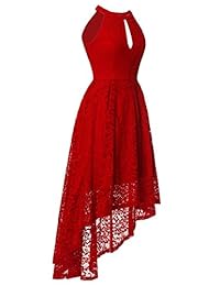 Fairy Couple - Vestido de dama de honor para mujer, encaje con diseño floral, estilo halter asimétrico, vestido de cóctel