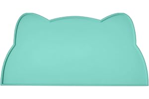 TOKAYIFE Cat Food Mat, Silicone Pet Feeding Mat for Floor Non-Slip Waterproof Dog Water Bowl Tray Cushion (17" x 10", Lake Blue)