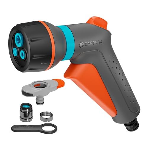 Gardena Classic Indoor Set Sprayers & Nozzles: Multi garden hose sprayer, For cleaning and watering, Three versatile spray patterns, Designed to last, Indoor Tap Adapter included (18376-20)