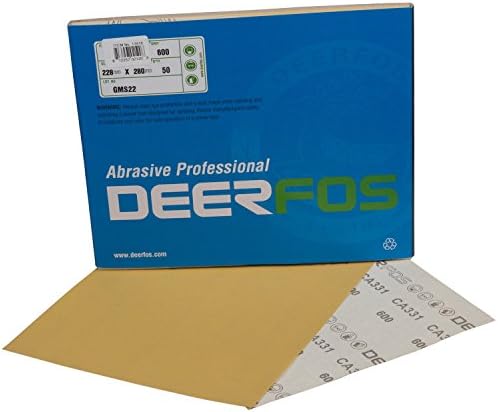 Abrasive Dry Sandpaper Sheets 9โ x 11โ 50-Count Pack with Baking Material C-Wt Paper and Premium Aluminum Oxide in Multiple Grits is Ideal for Automotive Car Body Repair and Woodworking (P600 Grit)