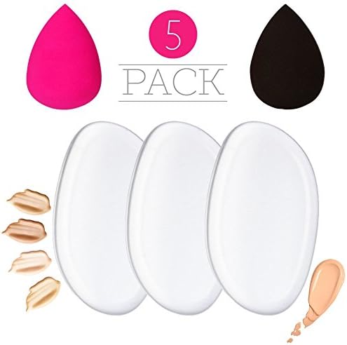 ScionBeauty Premium 5-Piece Make Up Sponge Set - 3x Clear Silicone Make Up Sponge + 2x Beauty Sponge Blender - Makeup Applicator for Powder, Cream or Liquid Foundation