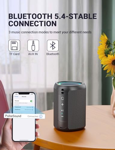UOHHBOE Portable Bluetooth Speaker with 20W Loud Stereo Sound, BT5.4 Mini Super-Portable Speaker with 3 Modes RGB Lights, 24H Playtime, TWS Pairing, Outdoor Speaker for Party/Beach/Travel/Gifts