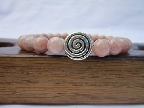 Peach Moonstone Bracelet, Men's Third Eye Crown Chakra Bracelet Mens Yoga Meditation Bracelet Men's Peach Moonstone Intuition Bracelet Mala