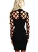 Wuxh Women's Sexy Long Sleeve Hollow Out Cocktail Clubwear Party Mini Bandage Bodycon Dress (Small, Black)