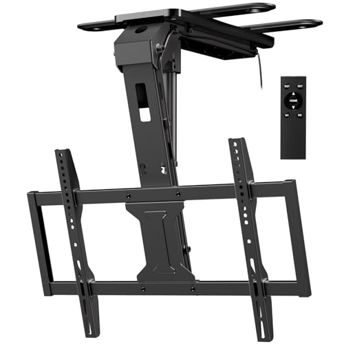 Soporte motorizado para TV de techo abatible – Montaje eléctrico de 37 a 75 pulgadas con mando a distancia, carga máxima de 100 libras, VESA máx. 600 x 400 mm, color negro