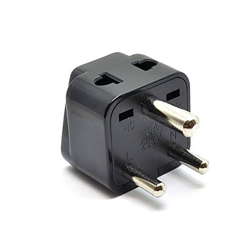 Orei 2 in 1 USA to India Adapter Plug (Type D) 2Pack, Black Will