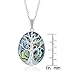Sterling Silver Natural Turquoise, Abalone, Lapis, Mother-of-Pearl Stone Tree of Life Oval Pendant with 18