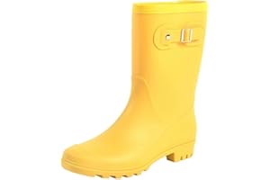 Fubotao Women's Mid Calf Rain Boots Waterproof Fashion Garden Shoes Anti-slipping Rainboots For Women Comfortable Insole Light Rain Shoes