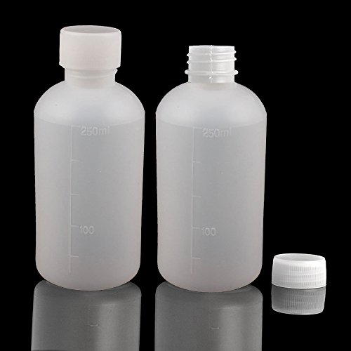 Dealglad 10Pcs 250ml PE Plastic Empty Small Mouth Graduated Lab Chemical Container Reagent Bottle Sample Sealing Liquid Medicine Bottle