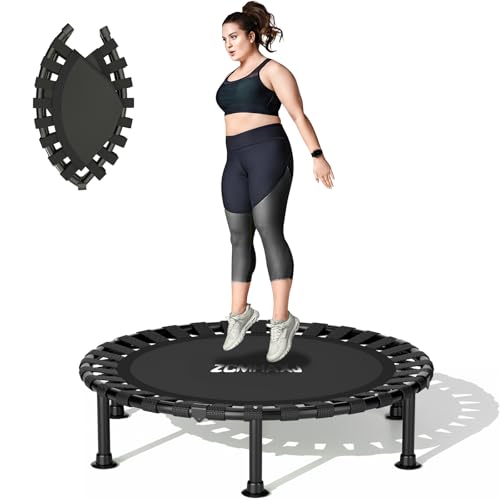 ZCMHAXJ Foldable Mini Trampoline, 36"/40"/48" Rebounder Trampoline for Adults & Kids, 440lbs