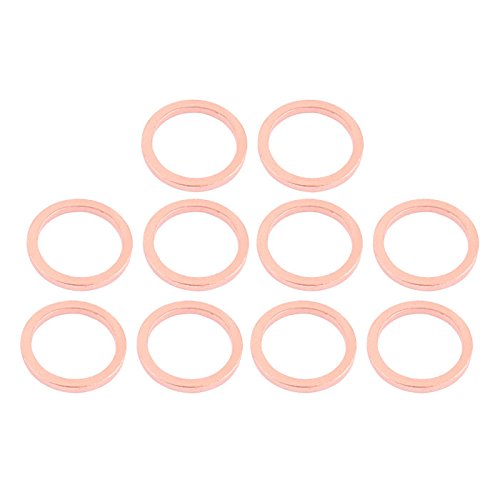 Sourcingmap 10pcs 16mm x 12mm x 2mm Flat Ring Copper Crush Washer Sealing Gasket Fastener