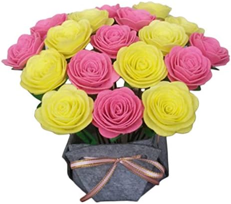 Tachiuwa フェルト アップリケ キット Diy 羊毛フェルト 通常便なら送料無料 鉢植え花 ピンクイエローローズ 手仕事 クラフト 全16種 手作り