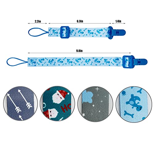 Leo Tube Pacifier Clip with Length Adjustable Belt 4 Pack Pacifier