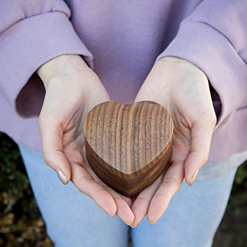 Heart shaped wood box filled with green moss (Engagement Proposal Ring Box - Ring Bearer Box - Jewelry Storage Box - Photo Prop)