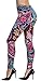 Ndoobiy Women's Printed Leggings Full-Length Plus Size Yoga Workout Leggings Pants Soft Capri L1(MDL Flower PS)