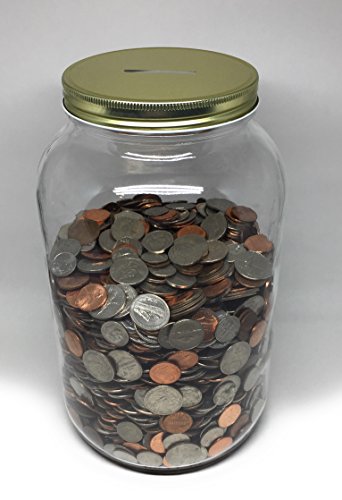 1 Gallon Mason Jar with Slotted Lid (4.25 Inch) Wide Mouth -128oz Piggy Bank for All Ages - Thumbnail 3