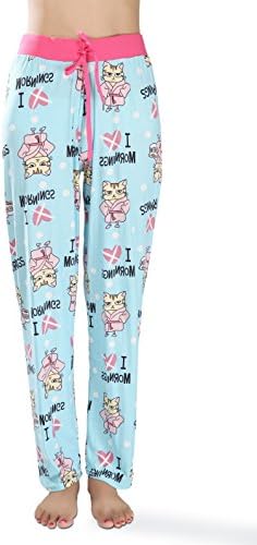 Victoria Womens Pajama Lounge PantS I Hate Mornings Blue Cat Polka Dot Print MEH , Size S