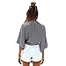 ZJP Women Striped Deep V Neck Half Sleeve Front Tie Kimono Cover Up Loose Shirt, Black/White, Large