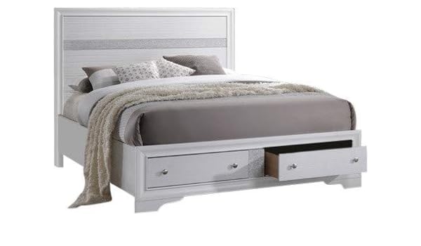 Amazon Com Tokyo Storage Panel Bed King White Wood