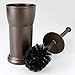 mDesign Compact Freestanding Plastic Toilet Bowl Brush and Holder for Bathroom Storage and Organization - Space Saving, Sturdy, Deep Cleaning, Covered Brush - Bronze