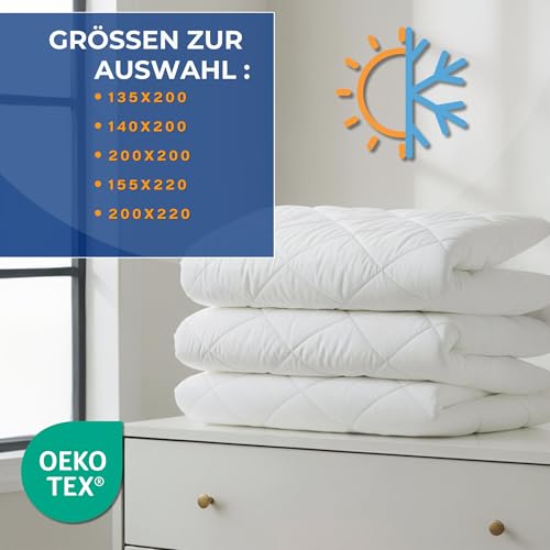 All-Season Duvet 140 x 200 cm, Quilt, Sleeping Blanket, Warm Duvet, White, Microfibre, Set: 2 x White Duvets