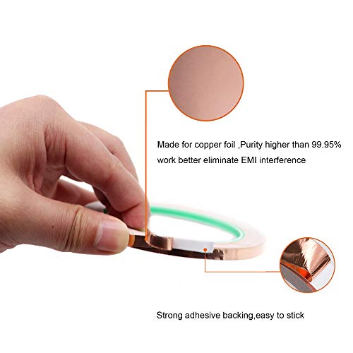 Copper Foil Tape-Adhesive Copper Tape-5mmx20m Double Conductive Copper Foil Tape Strip Adhesive EMI Shielding,Shielding,Soldering,Electrical Repairs - Thumbnail 2