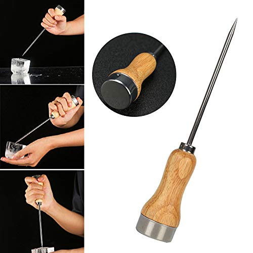 MOTZU 2 Pieces Ice Picks Stainless Steel with Wooden Handle for Kitchen Restaurant Bar Home