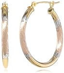 $39.99 Klassics 10K Tricolor Gold Satin and Diamond Cut Hoop Earrings