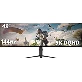YOGAES Monitor de Jogos Ultrawide de 49 Polegadas Dual QHD (5120x1440) IPS Curvo,5K Monitor de 49 Polegadas, 5K. HDR 400, Alt