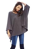 AX Paris Women's Ribbed Batwing Poncho