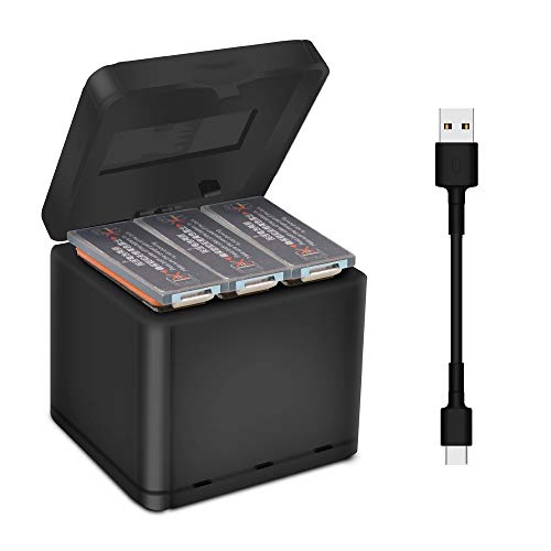 Sodoop Charger for DJI OSMO Action Camera, 3 Battery Smart QC 3.0 Fast Charger USB Charging Box with Type-C Charging Line Accessories Set for DJI OSMO Action 4K Camera